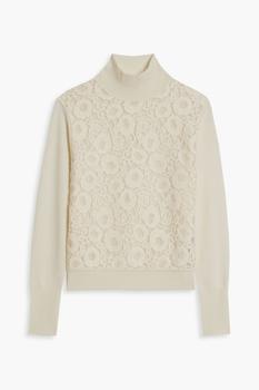 Chloé | Cotton-blend crocheted lace turtleneck sweater商品图片,5折