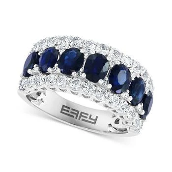Effy | Effy Blue & White Sapphire Ring (3-1/2 ct. t.w.) & Diamond (1/20 ct. t.w.) in 14k White Gold. (Also available Emerald and Pink Sapphire),商家Macy's,价格¥10869