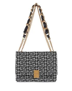 Balmain | 1945 Medium Monogram Jacquard Soft Shoulder Bag 