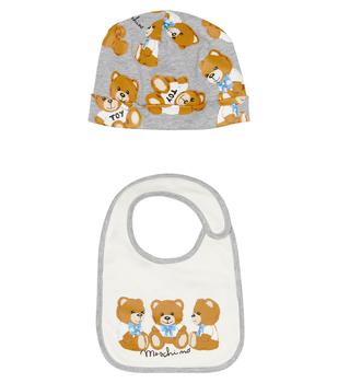 商品Moschino | Baby printed cotton bib and hat set,商家MyTheresa,价格¥402图片