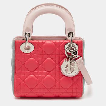 推荐Dior Tricolor Cannage Leather Mini Lady Dior Tote商品