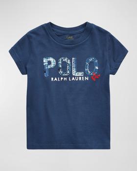 推荐Girl's Plaid And Floral Applique Logo T-Shirt, Size 5-6X商品