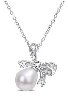 DELMAR | Freshwater Pearl & Diamond Bow Pendant Necklace - 0.01ctw,商家Nordstrom Rack,价格¥434