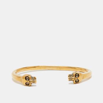 商品Alexander McQueen Gold Tone Skull Cuff Bracelet图片