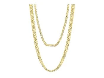 Sterling Forever | Curb & Station Layered Chain Necklace 