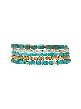 商品Naked 18K Gold-Plated, Turquoise & Freshwater Pearl Wrap Bracelet图片