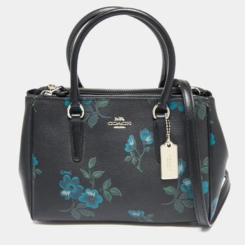 Coach Black Floral Print Coated Canvas and Leather Mini Surrey Carryall Tote product img