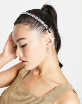 商品ASOS DESIGN headband with clear baguette crystal design in  silver tone,商家ASOS,价格¥67图片