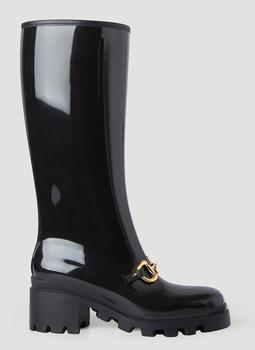 古驰高帮鞋, Gucci | Knee High Horsebit Rain Boots in Black商品图片 