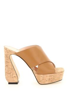 yee si, SI ROSSI | Si sergio rossi leather and cork si rossi mules商品图片 8.9折