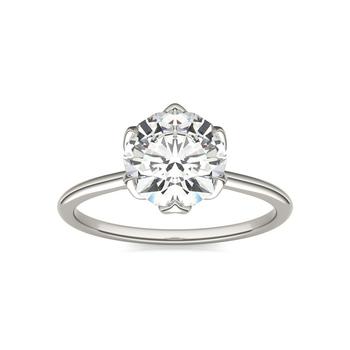 Charles & Colvard, Charles & Colvard | Moissanite Round Solitaire Ring (1-9/10 Carat Total Weight Certified Diamond Equivalent) in 14K White Gold商品图片 8折