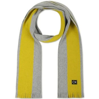 Calvin Klein | Men's Thick Wool Blend Side Stripe Logo Scarf 5.9折, 独家减免邮费