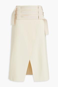 推荐Wrap-effect stretch-crepe midi skirt商品