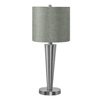 Homezia | Set of Two 24" Silver Metal Candlestick USB Table Lamps With Gray Drum Shade,商家Premium Outlets,价格¥1453