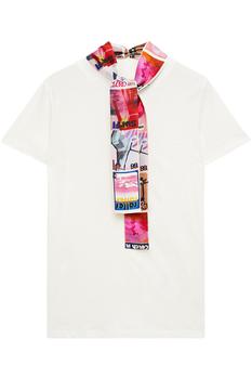 product Tie-neck slub linen and cotton-blend jersey T-shirt image