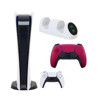 商品Playstation | PS5 Digital Console with Extra Red Dualsense Controller and Dual Charging Dock,商家Macy's,价格¥4811图片