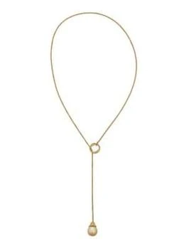 BELPEARL Oceana 18K Goldplated Sterling Silver & 11MM Cultured South Sea Pearl Lariat Necklace