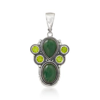 商品Ross-Simons | Ross-Simons Jade and Peridot Pendant in Sterling Silver,商家Premium Outlets,价格¥1138图片