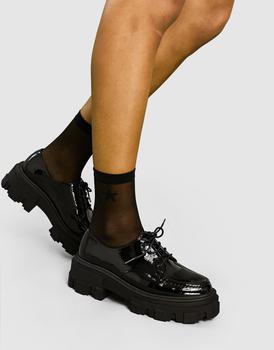 product ASOS DESIGN Mall chunky lace up flat shoes in black image
