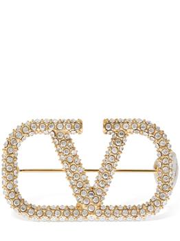 商品Crystal V Logo Signature Brooch图片