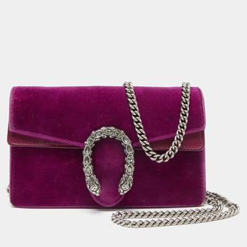 [二手商品] Gucci | Gucci Purple Velvet and Leather Super Mini Dionysus Crossbody Bag商品图片,8.1折, 满1件减$100, 满减