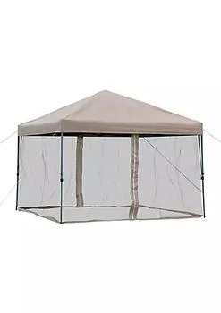 Outsunny | 10' x 10' Pop Up Canopy Party Tent with Center Lift Hook Design 3 Level Adjustable Height Easy Move Roller Bag Khaki,商家Belk,价格¥1288