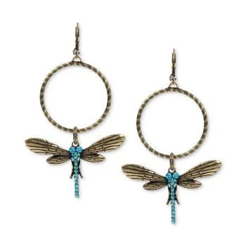 推荐Extra Large Gold-Tone Blue Crystal Dragonfly Gypsy Hoop Earrings商品
