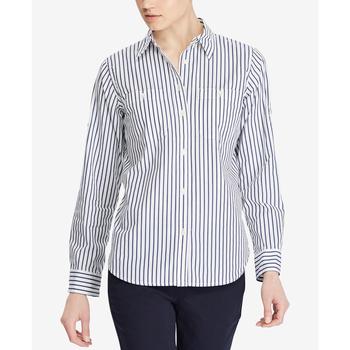 推荐Striped Roll Tab Cotton Pocket Shirt商品