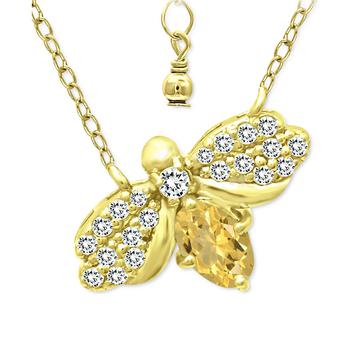 商品Cubic Zirconia Bee Pendant Necklace in 18k Gold-Plated Sterling Silver, 16" + 2" extender, Created for Macy's图片