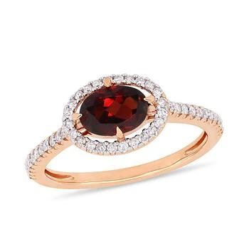 Macy's | Garnet (1 ct.t.w.) and Diamond (1/4 ct.t.w.) Halo Ring in 10k Rose Gold,商家Macy's,价格¥5594