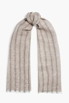 推荐Metallic striped linen-blend scarf商品