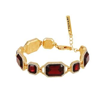 Tahari | Gold-Tone and Dark Red Glass Stone Line Bracelet 独家减免邮费