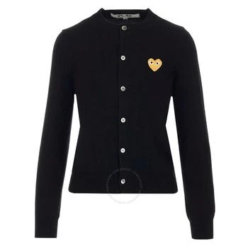 Comme des Garcons | Ladies Gold Heart Crewneck Cardigan In Black,商家Jomashop,价格¥1411