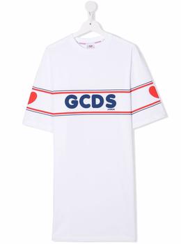 推荐GCDS Mini Gcds Girls White Cotton Dress With Logo Print商品