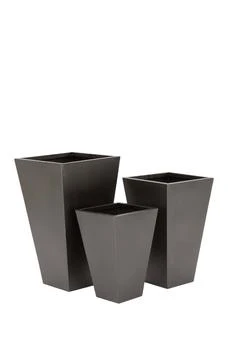WILLOW ROW | Black Metal Contemporary Planter with Tapered Base & Polished Exterior - Set of 3,商家Nordstrom Rack,价格¥1121