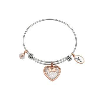 Disney | Crystal Minnie Mouse Stainless Steel Charm Bracelet (0.06 ct. t.w.) in 14K Gold Flash Plated商品图片,2.9折