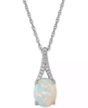 Macy's | Lab-Grown Opal (1 ct. t.w.) and White Sapphire Accent Pendant Necklace in Sterling Silver,商家Macy's,价格¥707