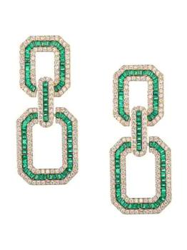 Eye Candy LA | The Luxe Collection Charlotte 18K Goldplated & Cubic Zirconia Geometric Drop Earrings商品图片,5折