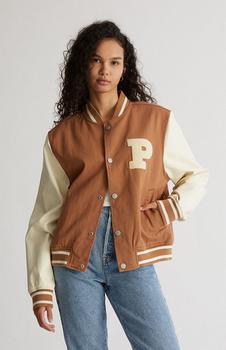 推荐Tan Varsity Bomber Jacket商品