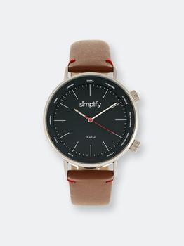 推荐Simplify The 3300 Leather-Band Watch Brown/Navy商品