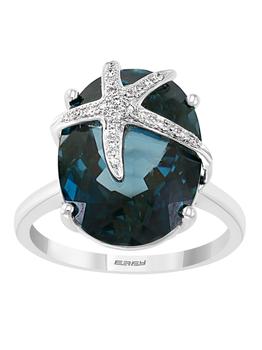 推荐14K White Gold Diamond London Topaz Ring商品