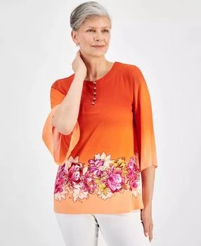 JM Collection | Petite Marrakesh Mix-Print Chiffon Top, Created for Macy's,商家Macy's,价格¥123