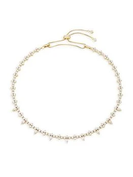 推荐Stunner 18K-Gold-Plated & Cubic Zirconia Clover Choker Necklace商品