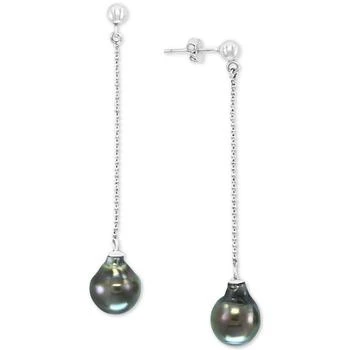 Effy | EFFY® Cultured Tahitian Pearl (9mm) Chain Drop Earrings in Sterling Silver 3.9折×额外8折, 独家减免邮费, 额外八折