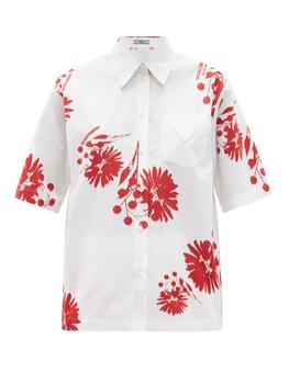 Prada | Sunflower-print cotton-poplin shirt商品图片,