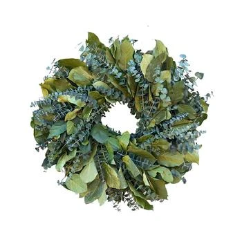 GreenishBlu | Salal and Baby Blue Eucalyptus Real Preserved Wreath, 24",商家Macy's,价格¥952