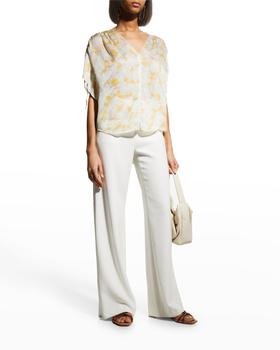 vince真丝, Vince | Lotus Ruched Short-Sleeve Silk Blouse商品图片 7.4折