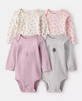 Carter's | Baby Cotton Long-Sleeve Bodysuits, 4 Pack,商家Macy's,价格¥97