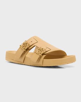 VIP【関税送料無料】希少 Loewe Ease Bucle Slide Sandals Loewe Ease Leather Dual-Buckle Slide Sandals - Slippers