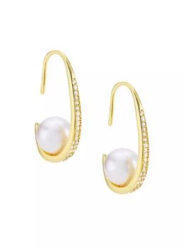 Shashi | Michelle 14K-Gold-Plated, 10MM Cultured Freshwater Pearl & Cubic Zirconia Earrings,商家Saks Fifth Avenue,价格¥835